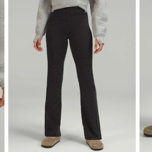 lululemon athletica Pants - Lululemon Brushed Softstreme Ribbed Zip Flared Pant 32.5" Black pull on stretch